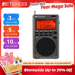 RETEKESS TR110 Radios Portatil AM FM Recargable Receptor Radio Multibanda CB Banda Aerea Onda Corta Ssb Todas Las Olas Banda Completa Jamon Receptor De Radio MW SW LSB VHF UHF para regalo