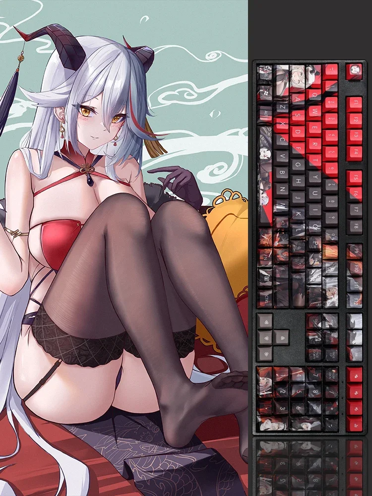 KMS Agir 108 Keycap PBT Azur Lane Game DYE Sublimation Cherry Profile MX Cross Axis Switch Key Cover Mechanical Keyboard Gift