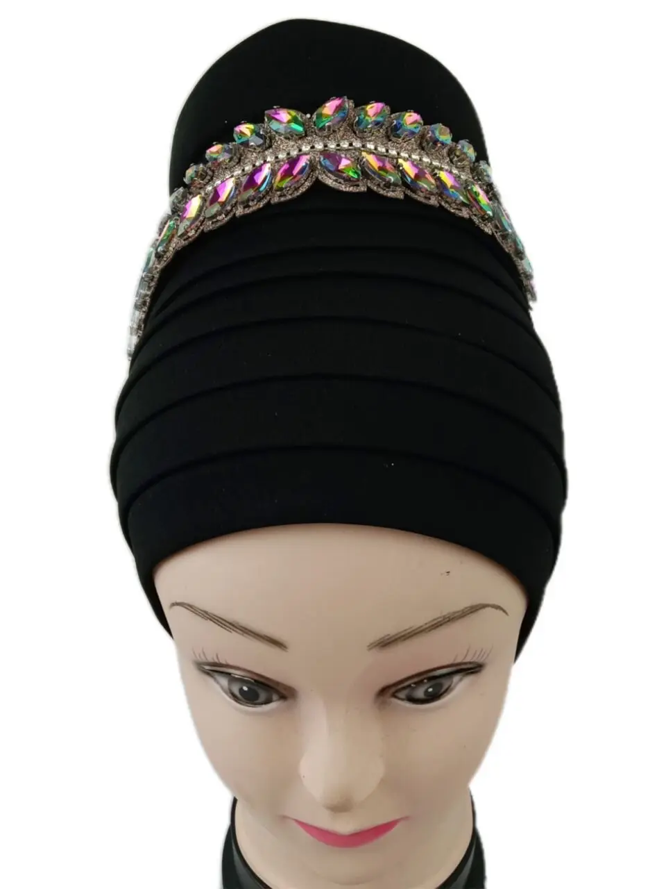 Nigeria Headtie Auto Gele Muslim Headscarf Bonnet Turbante Mujer Shinning Stones African Turbans Women Head Wrap