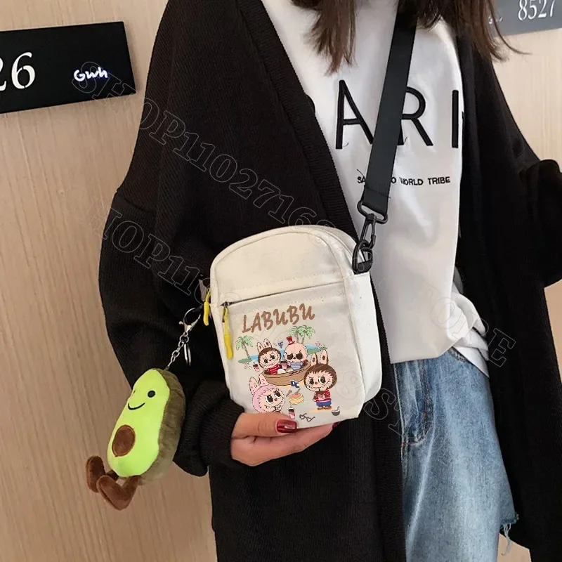 Labubu Crossbody Bag Cute Shoulder Bags Women Cartoon Anime Graphic Print Large Capacity Portable Handbags Birthday Party Gifts