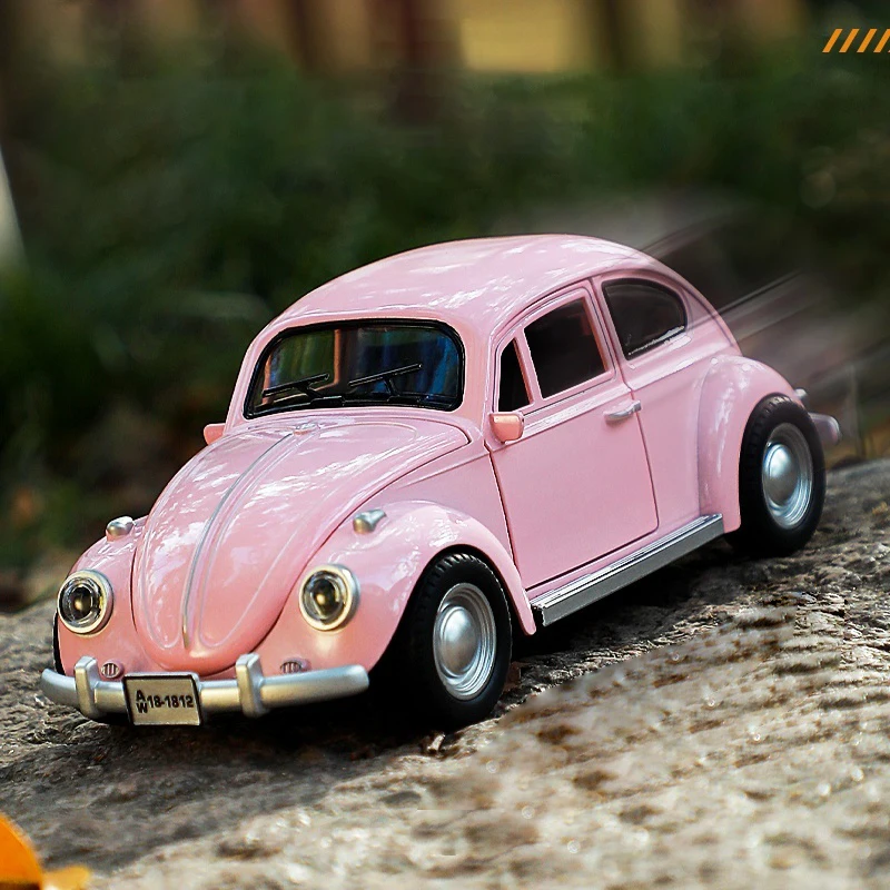 1:18 فولكس فاجن بيتل 1955 سبيكة معدنية دييكاست نموذج سيارة مع ضوء الصوت التراجع Miniauto Mini GT ألعاب سباق كلاسيكية الطفل