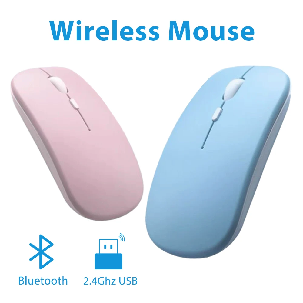 Wireless Mouse For Lenovo Huawei Xiaomi Macbook Laptop Bluetooth Mouse For PC Notebook 2.4G USB Rechargeable Office Silent Mouse