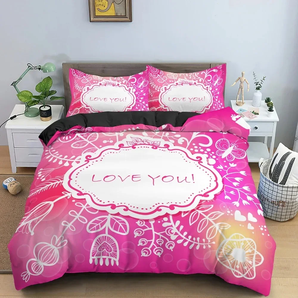 

Sweet Heart Valentine's Bedding Set Boys Girls Twin Queen Size Duvet Cover Pillowcase Bed Kids Adult Home Textileextile