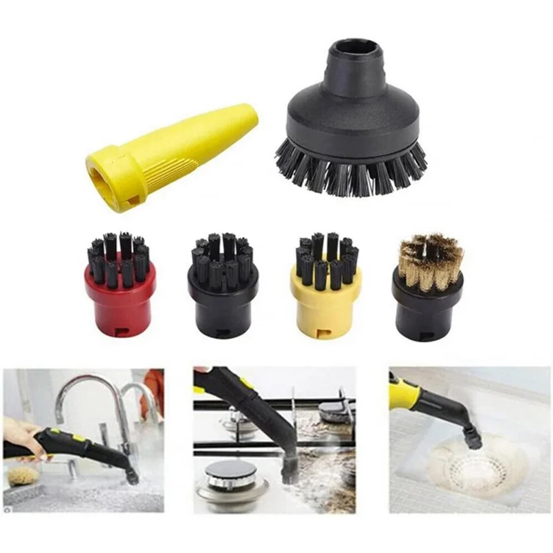 6 Pieces Round Brush Nozzle Kit for Karcher SC1 SC2 SC3 SC4 Steam Cleaner Parts image 2