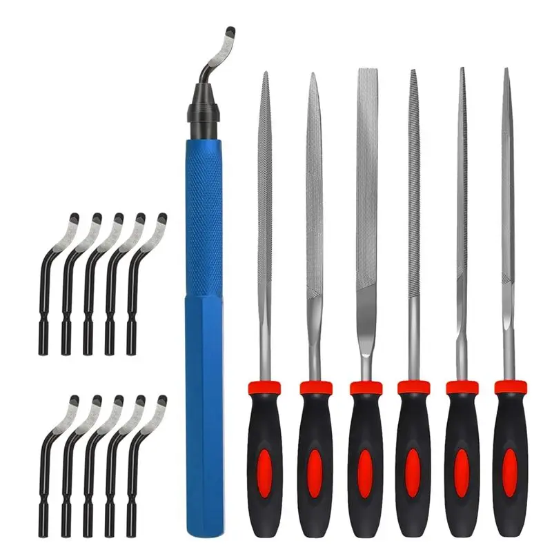 

A21Q -Deburring Tool Kit, 6-1/2Inch Metal Handle Chamfer Tool For Resin Aluminum Brass Plastic Pipes Tube Hole 3D Art