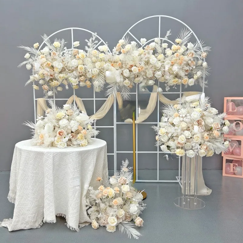 Customized Artificial Flower Table Runner Flower Row Flower Banquet Centerpieces Wedding Backdrop For Wedding Decoration