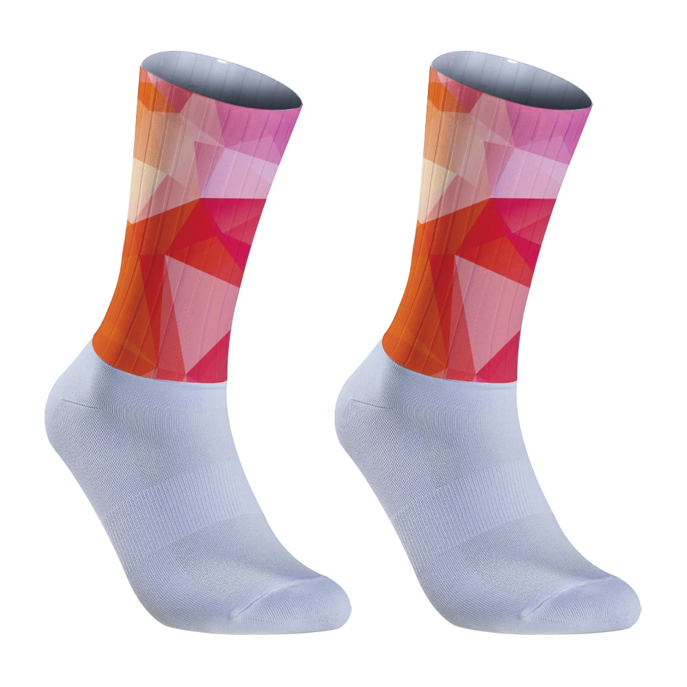 Sommer neue Silikon Aero Socken Männer Fahrrad Sport Laufen Fahrrad Socken White line Rad socken