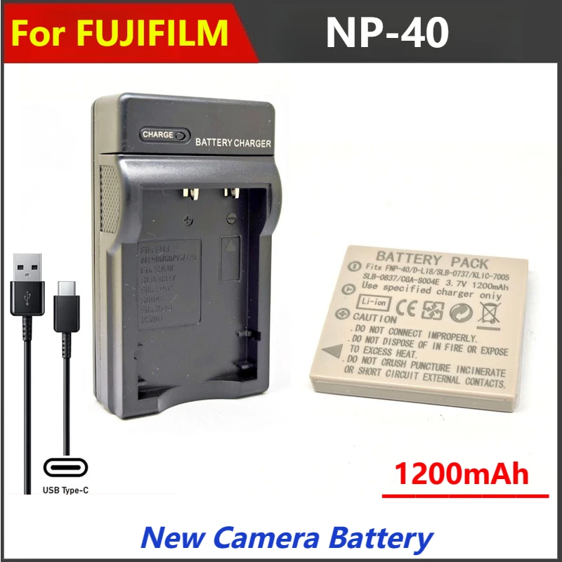 

1.2Ah NP-40 Battery Charger for FUJIFILM FNP40 NP-40N KODAK KLIC-7005 PENTAX D-LI8 D-Li85 SAMSUN SLB-0737 SLB-0837 BENQ DLI-102