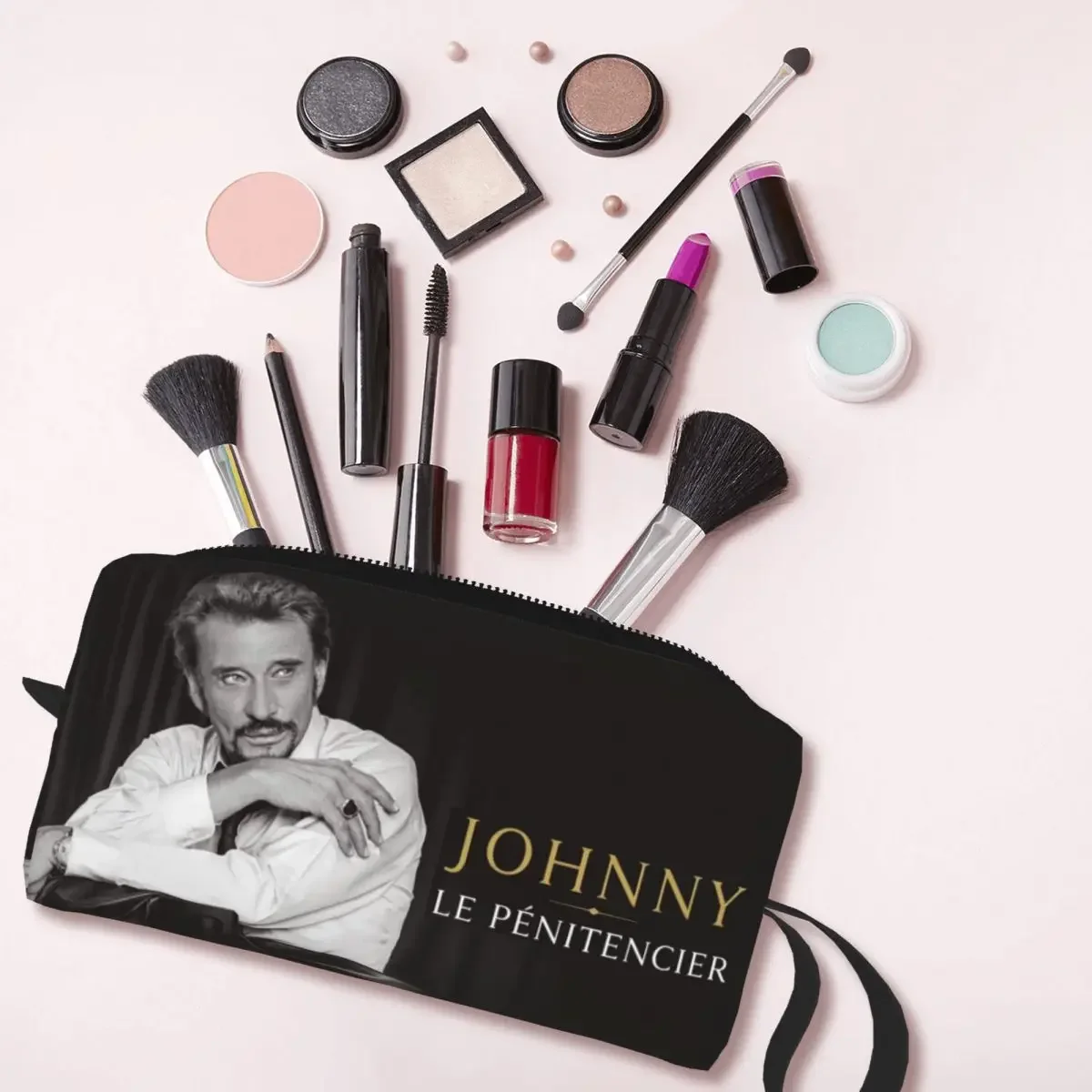 Hallyday Rock Makeup Bag for Women Travel Cosmetic Organizer Cute French France Singer Storage Toiletry Bags