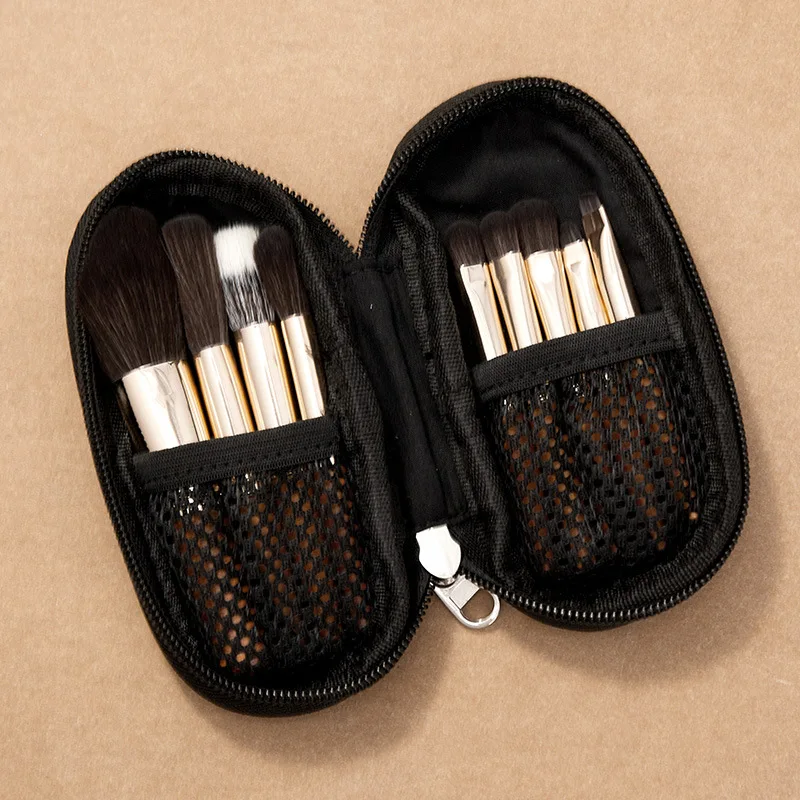 9pcs Mini Cosmetic Brush Short Handle Powder Brush Blusher Brush Eye Shadow Brush Animal Hair Facial MakeupTool