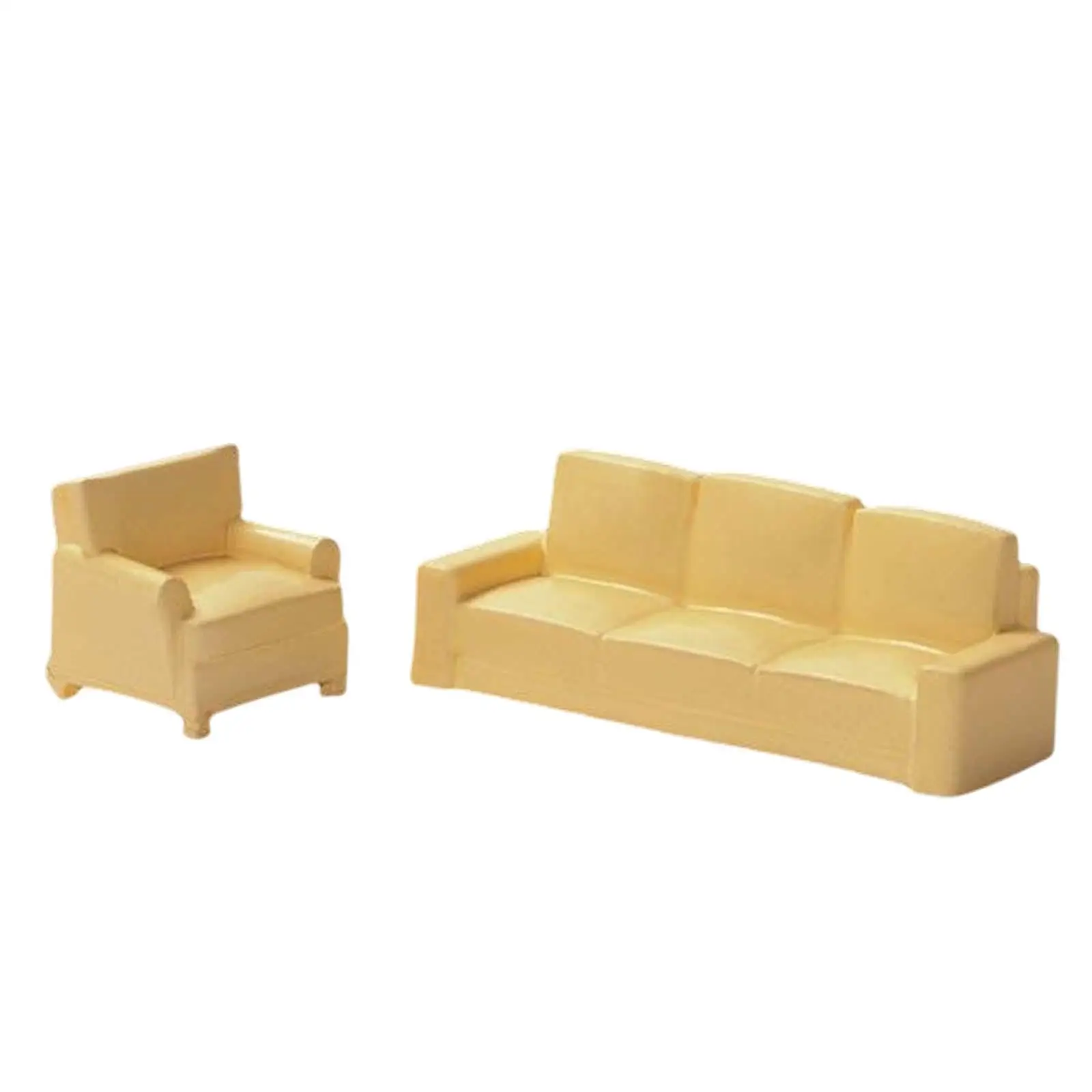 2 Pieces Dollhouse Couch Miniature Furniture Pretend Play Resin for 1/64 Dollhouse DIY Model Photography Props Sand Table Decor