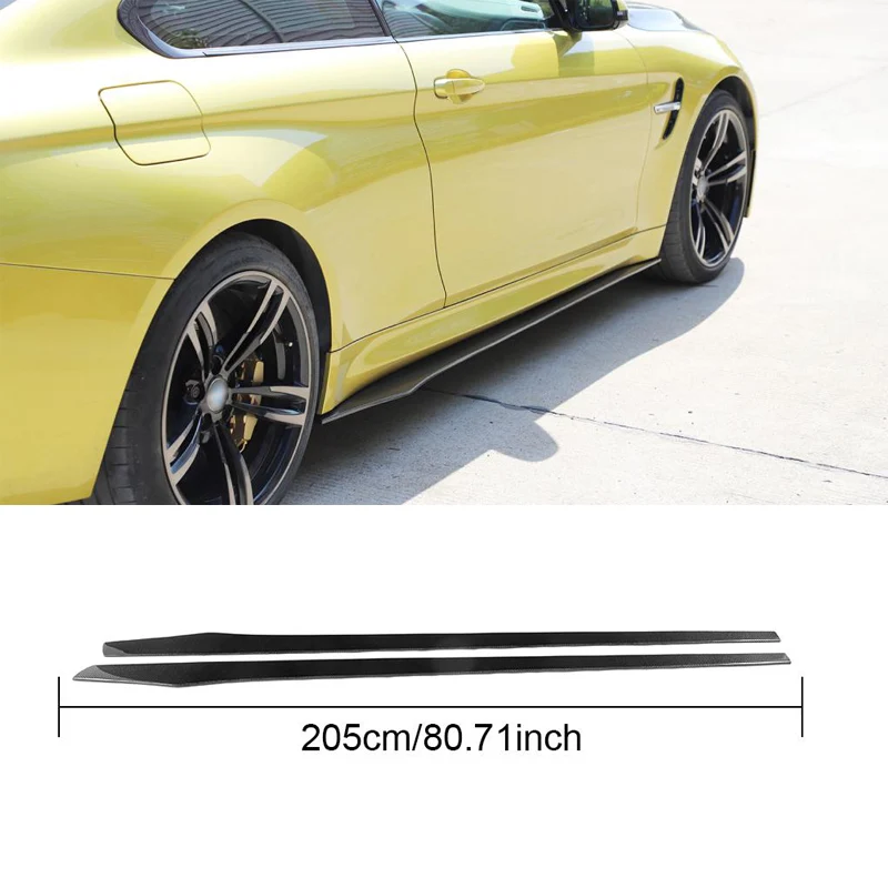 Universal Carbon Fiber 205CM Side Skirts Extension Splitter for BMW M6 F06 F12 F13 640i 650i E90 G30 E46 Etc. 2013-2019