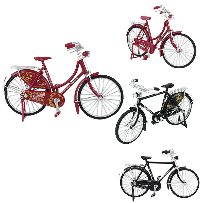 Mini bicicleta de montaña de Metal fundido a presión, modelo de aleación 1:10, bicicleta Retro, juguete coleccionable para adultos y niños