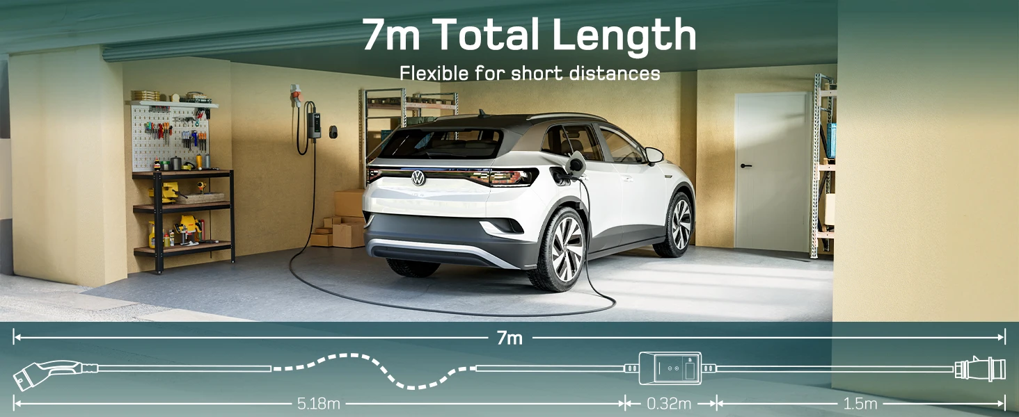 dé Mobile Wallbox 11kW Typ 2 APP 16A 3-Phasen 5,5m 7m 10m 15m 20m 25m Ladekabel Elektrofahrzeug-Ladegerät CEE-Stecker auf Typ 2 mit Einstellbarem Strom EV-Ladegerät RCD Typ A 30mA (AC) + 6mA (DC) – Detail 10