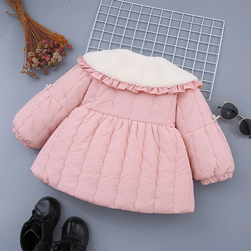 Winter New Simple Solid Color Baby Girl Coat, Korean Style Children\'S Long Sleeved Clothes (9 Months -4 Years Old)