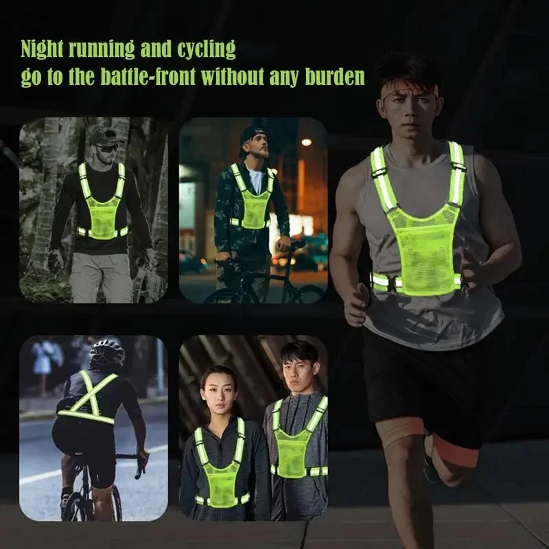 Reflective Safety Vest, Lightweight Adjustable Elastic Vest Jacket, High‑Visibility Reflective Strips,i