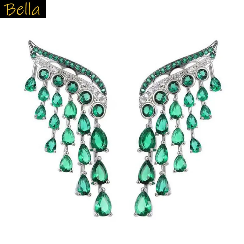 

Green Pink White Wings Earrings for Women Cute Small Water Drop Tassel pendant Earrings party jewelry gift female