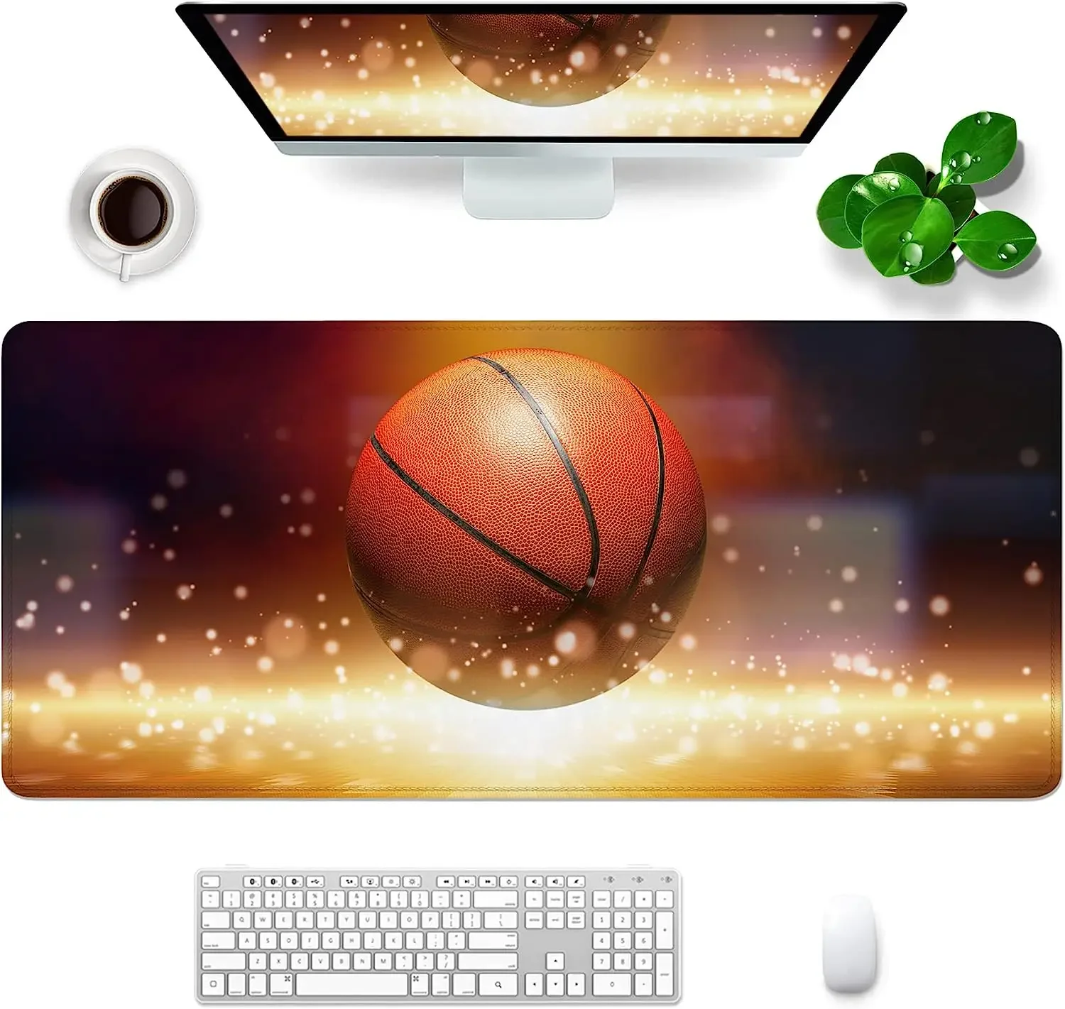 

Gaming Mousepad Basketball Sports Theme XXL Mouse Pad 35x15.7 inch Large Mouse Pad with Personalized Design for Computer