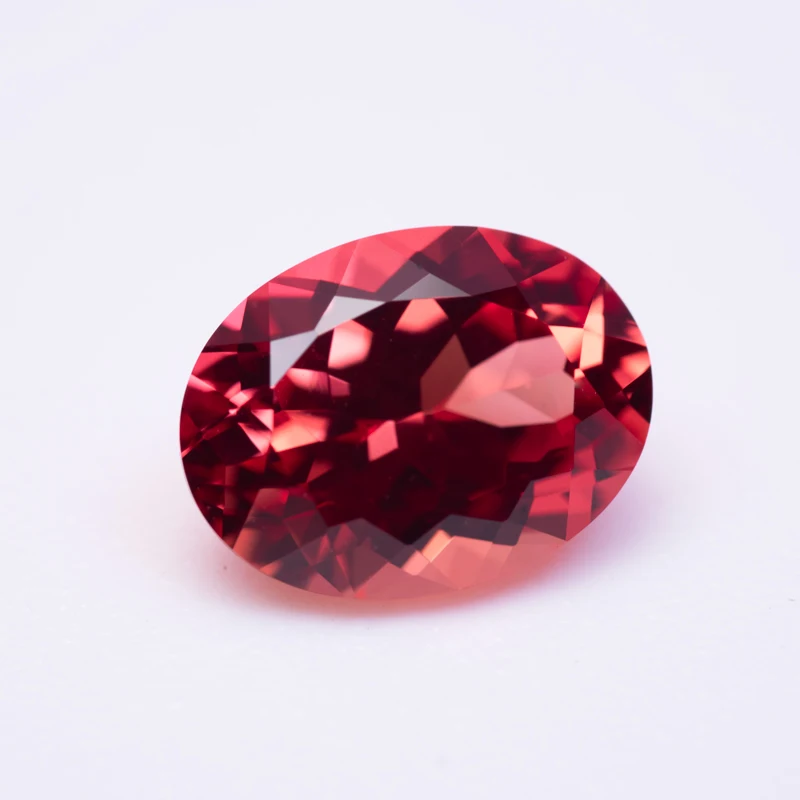 Top Lab Grown Sapphire Oval Shape Sunset Red Color Charms Beads for Diy Jewelry Making Materials Selectable AGL Certificate