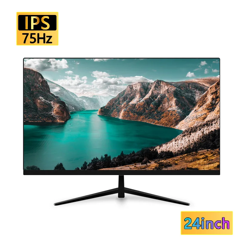 24Inch Monitor PC 75Hz Desktop LED Display FHD IPS Panel 2ms Display VGA HDMI-Compatible 1080P for Office Computer