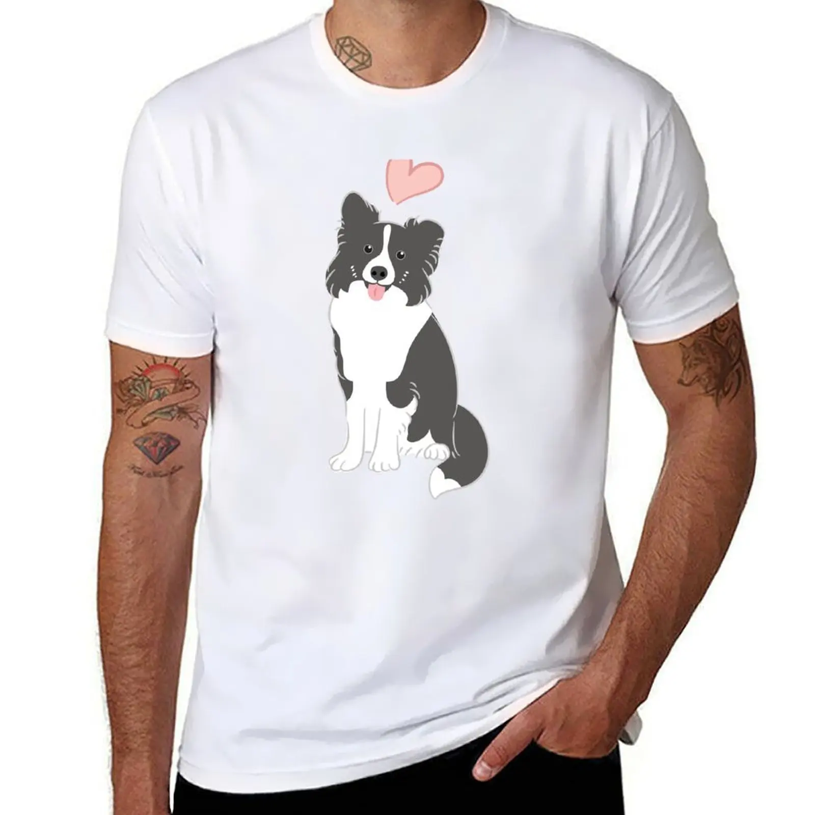 

LOVE Border Collie - Black and White 3 T-Shirt t shirt man cotton essential t shirt T-Shirt