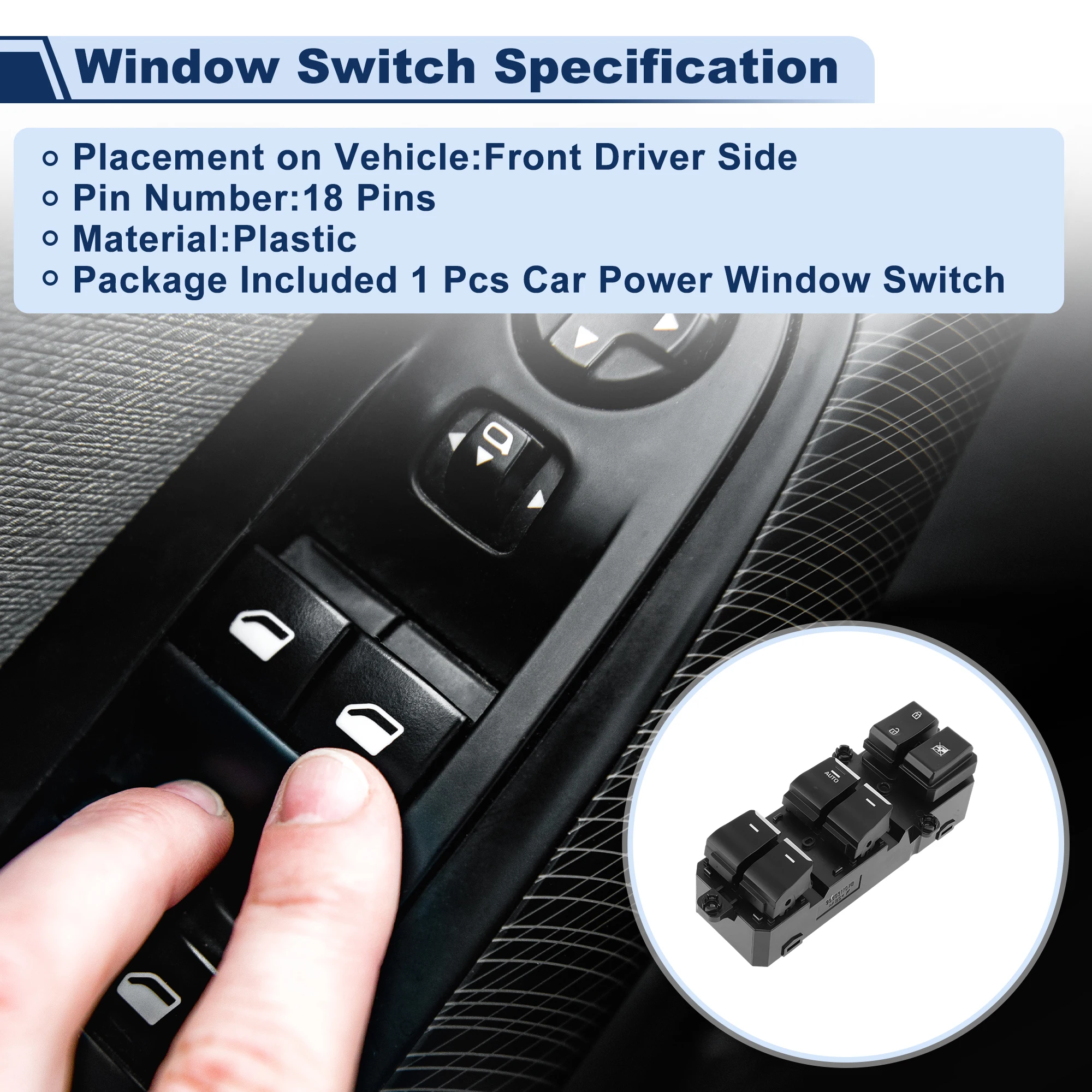 

UXCELL Power Window Switch for Hyundai TUCSON 16-19 No.93570D3000/93570D30004X Black
