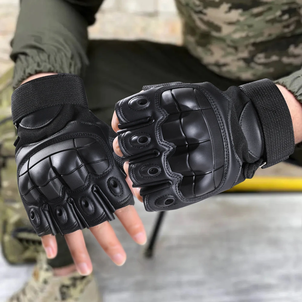 Guantes tácticos sin dedos con protección antideslizante para Airsoft y senderismo - imagen 3