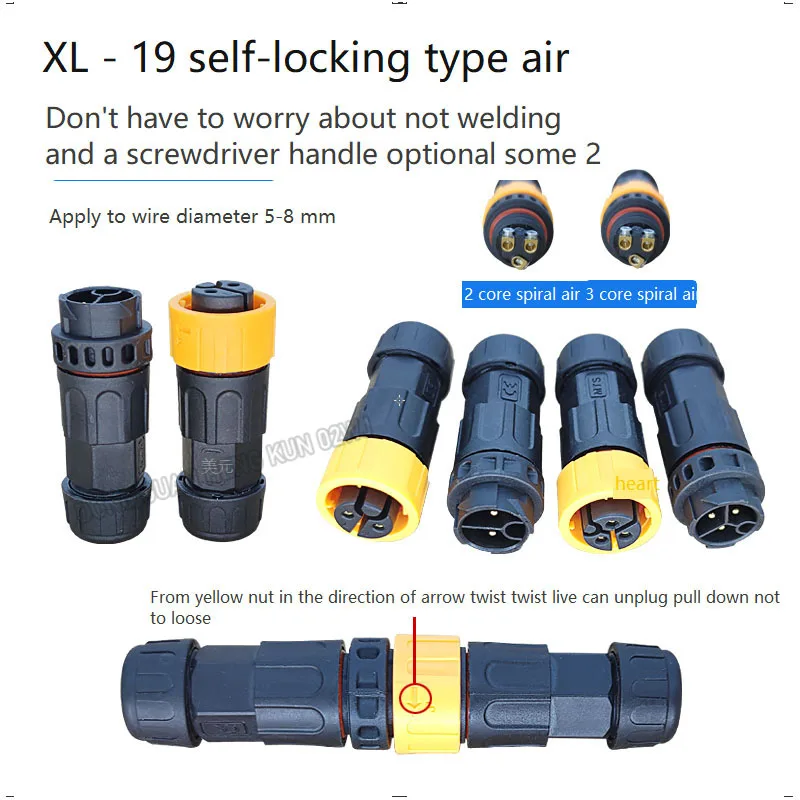 

A Pair Aviation Plug/Socket 2 3 4 5 Pin Industrial Quick Wiring Connector Male Female Self-locking Type/Thread Docking Connector