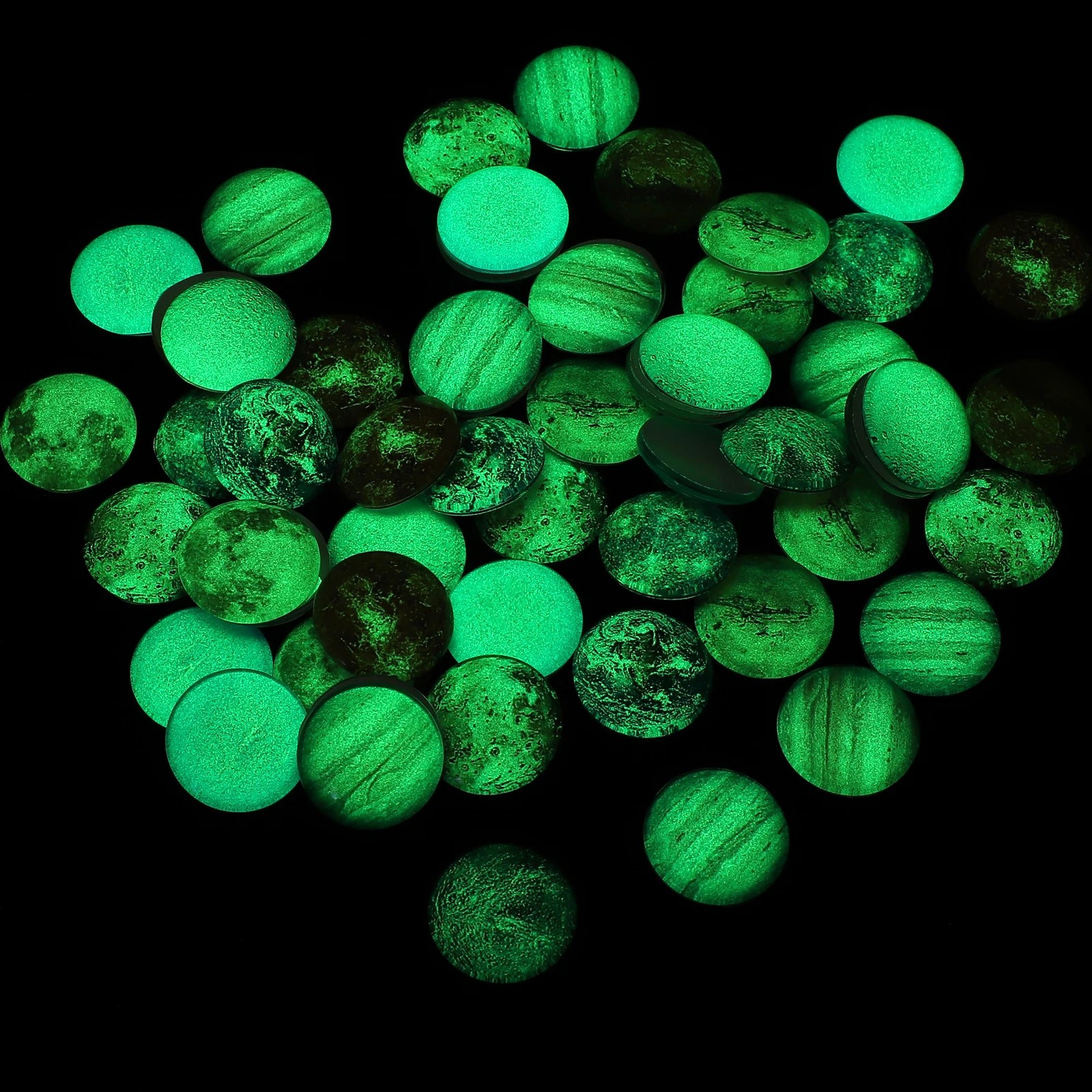 

100pcs Luminous Glass Patches Night Light Jewelry Craft Gemstone Diy Earring Materials Planet Design Dome Cabochons For Keychain
