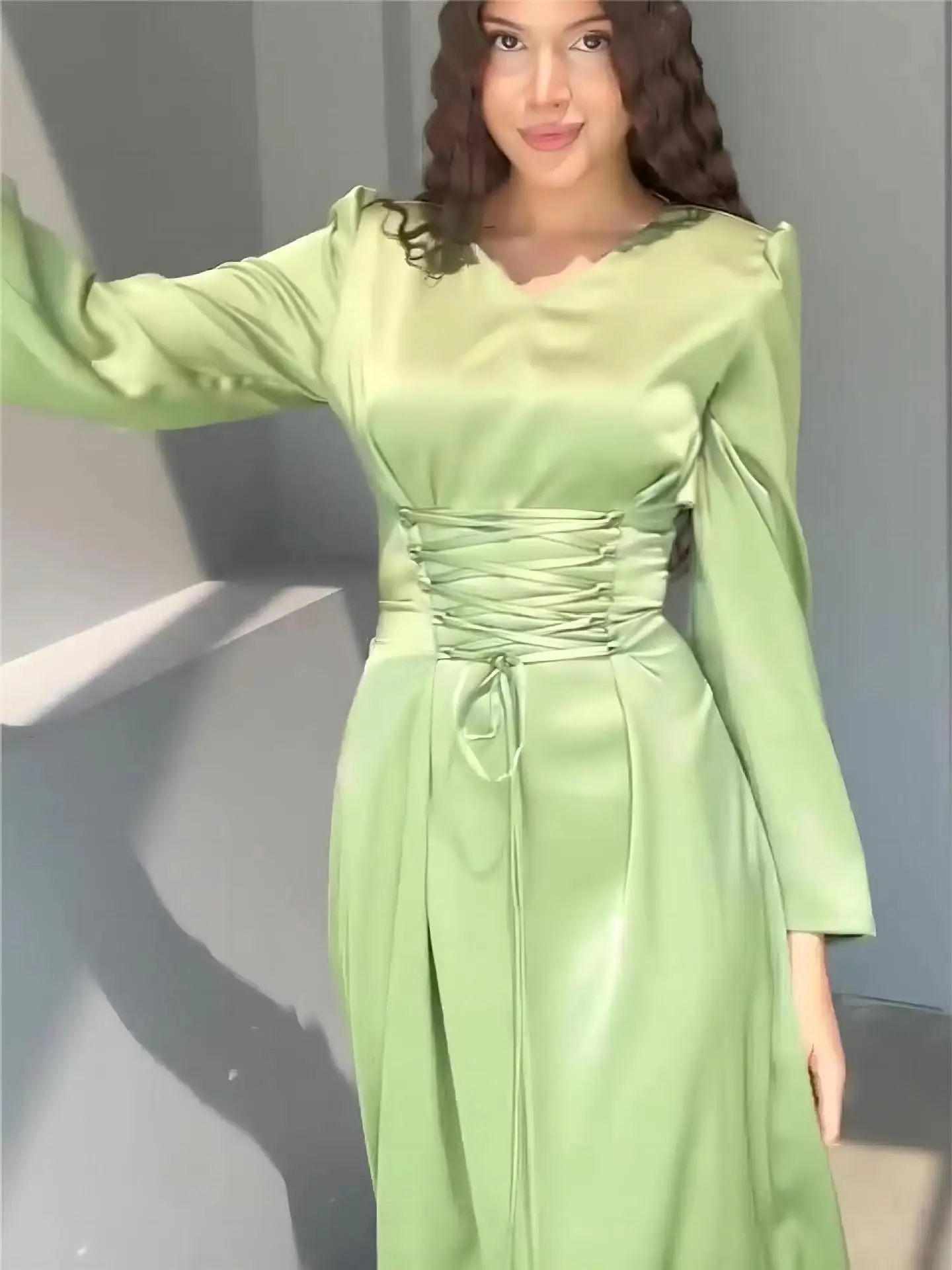 Attache taille v-ne longue Sve coupe ajustée Dr Ele jupe trapèze longue Dr taille haute couleur Pure femme Faion