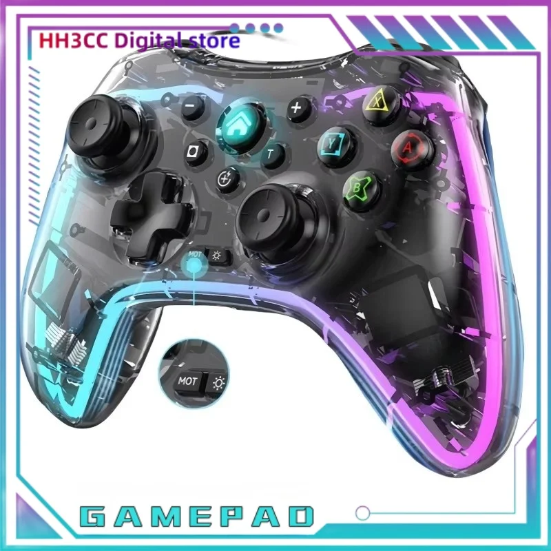 Esports Games Wireless Handle Three Modes Of Connection Pc Computer Wired Hall Trigger Transparent Body Rgb Cool Lighting Effect