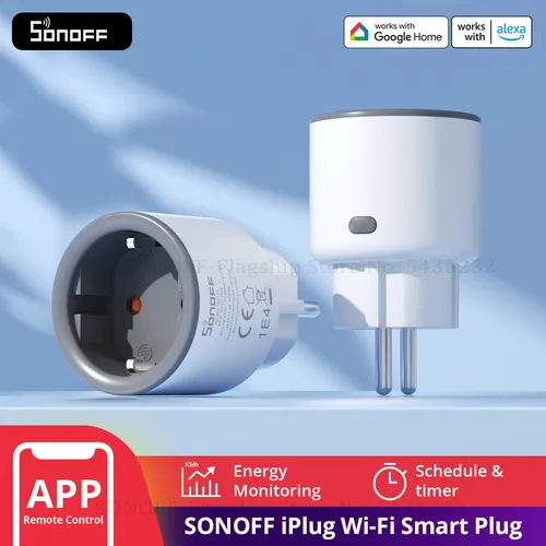 1-4 Uds SONOFF S60 EU 16A iPlug Wi-Fi enchufe inteligente protección contra sobrecarga Control remoto de escena inteligente a través de eWeLink Alexa Google IFTTT