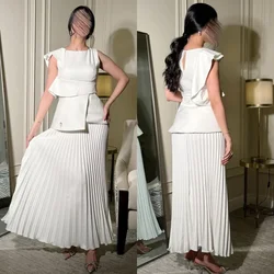Customized Pastrol Jersey Pleat A-line O-Neck Midi Dresses Evening Dresses Unisex Chinese Style Formal Casual Simple Retro Fashi