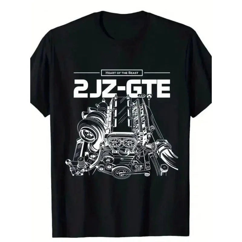 Men's 2JZ GTE Engine T-shirt, Timeless T-shirt with Daily Classic Style, Suitable for Both Men and Women in All Seasons