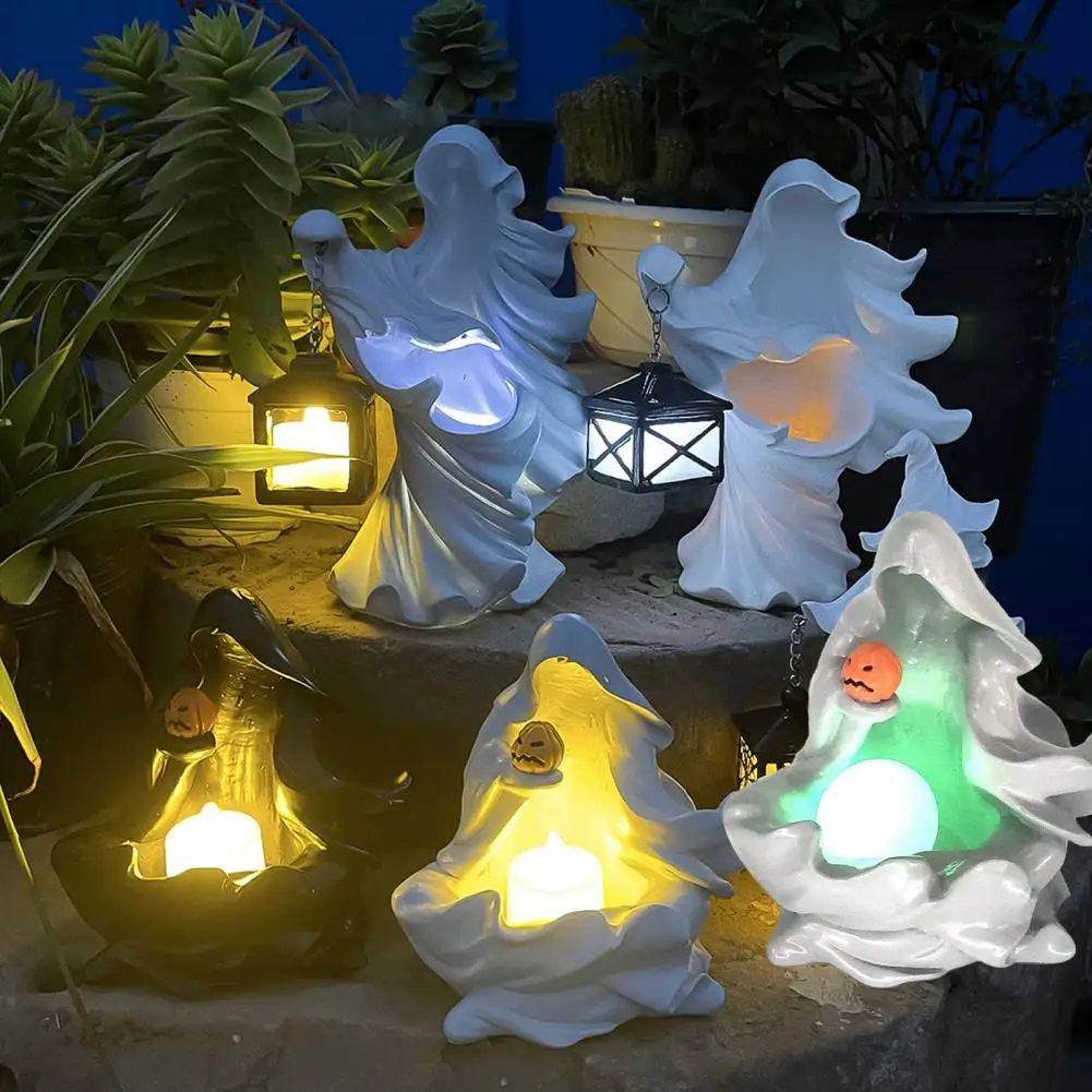 Translucent Resin Material Ghost Light Spooky Halloween Ghost Decor Set for Indoor Outdoor Home Decoration Resin Ghost for Fall