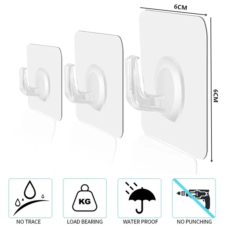 30pcs Strong Adhesive Hook Seamless Photo Frame Hanger Hook Waterproof Kitchen Bathroom Accessories Multifunctional Storage Hook image 6