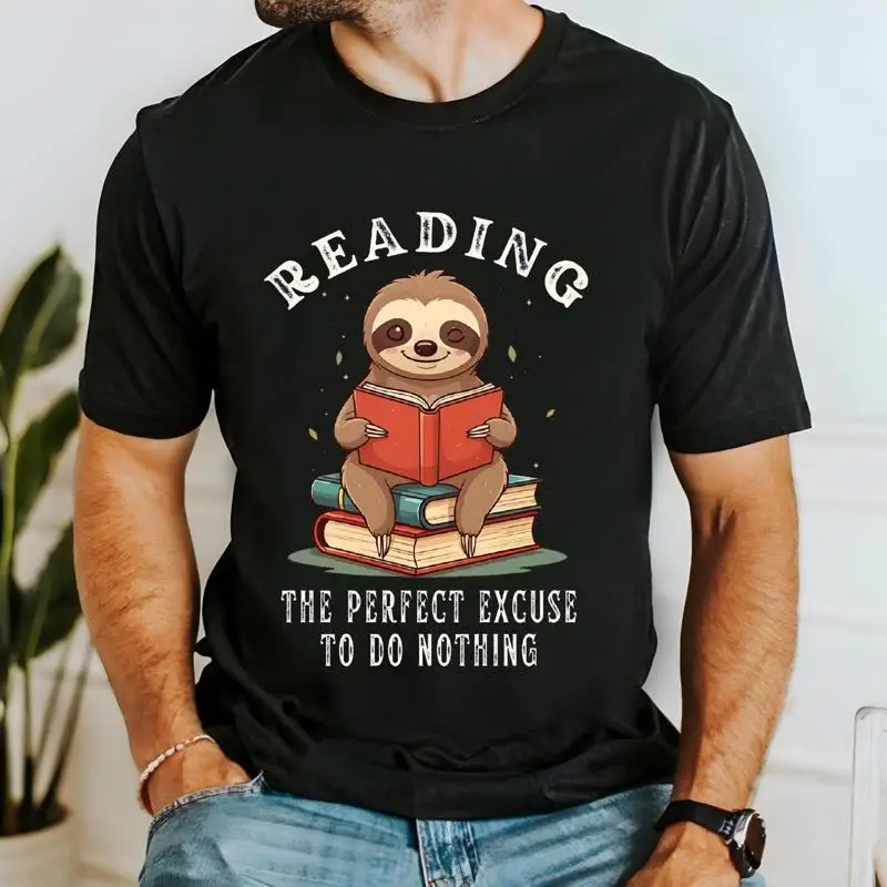 

Reading Sloth T Shirt Book lover Funny Idea Cute Animal