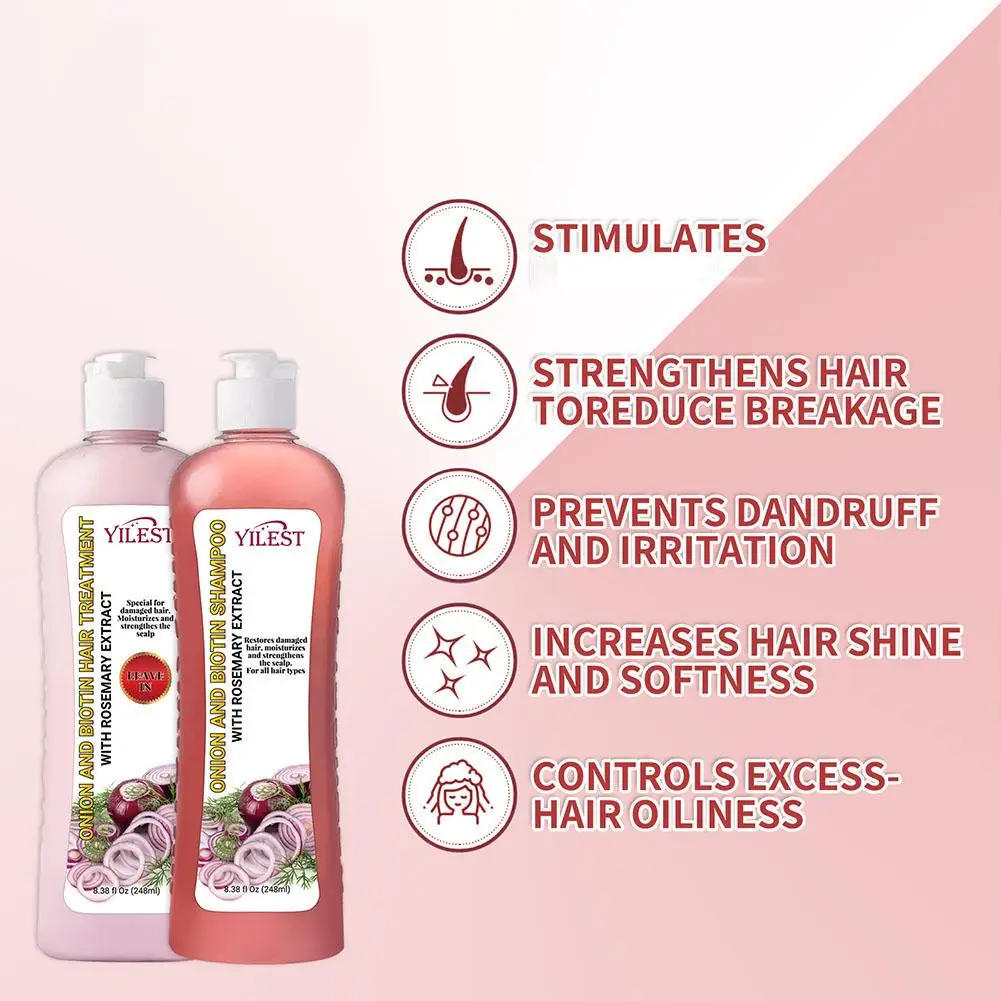 Onion Biotin And Rosemary Shampoo And Treatmentt Set Silicone Free Shampoo All Hair Types Conditioner Hair Care Anti Hair Shampo