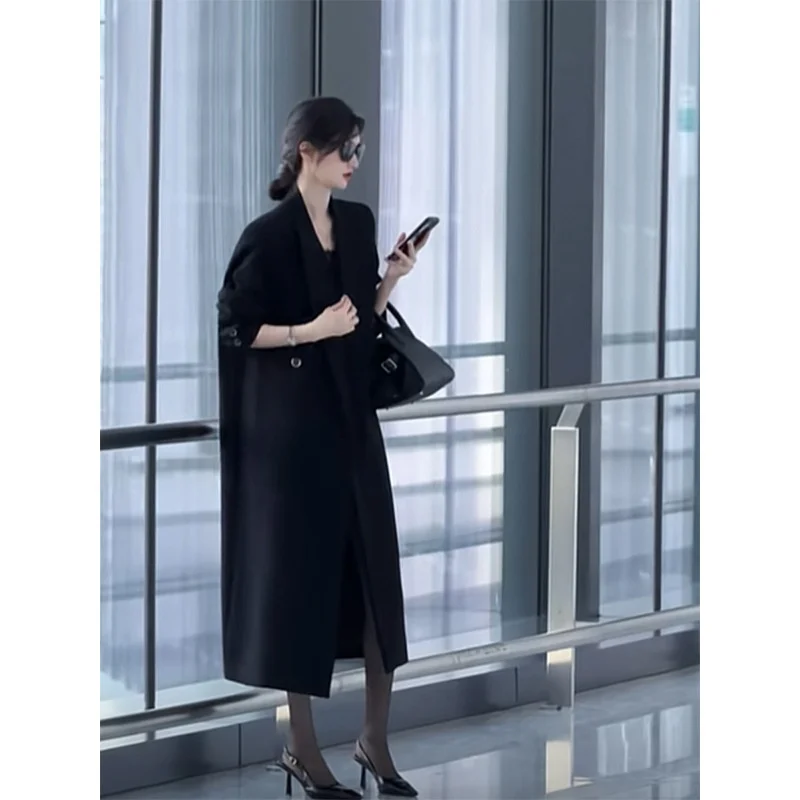 

Новое весеннее женское пальто больших размеров, длинное, на одной пуговице, в британском стиле, свободного кроя, из полиэстера, тонкое, стандартного качества.