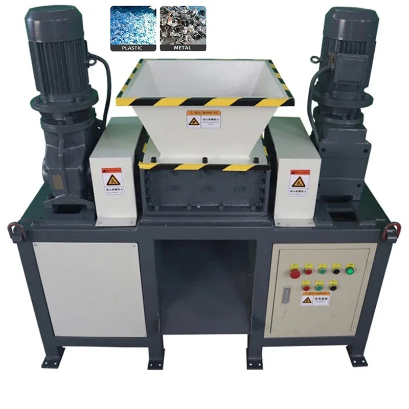 DB300  Kitchen Waste Biaxial Shredding Machine 380V Wood Fracture Machine Paint Bucket Carton Plastic Bottle Cans Shredder