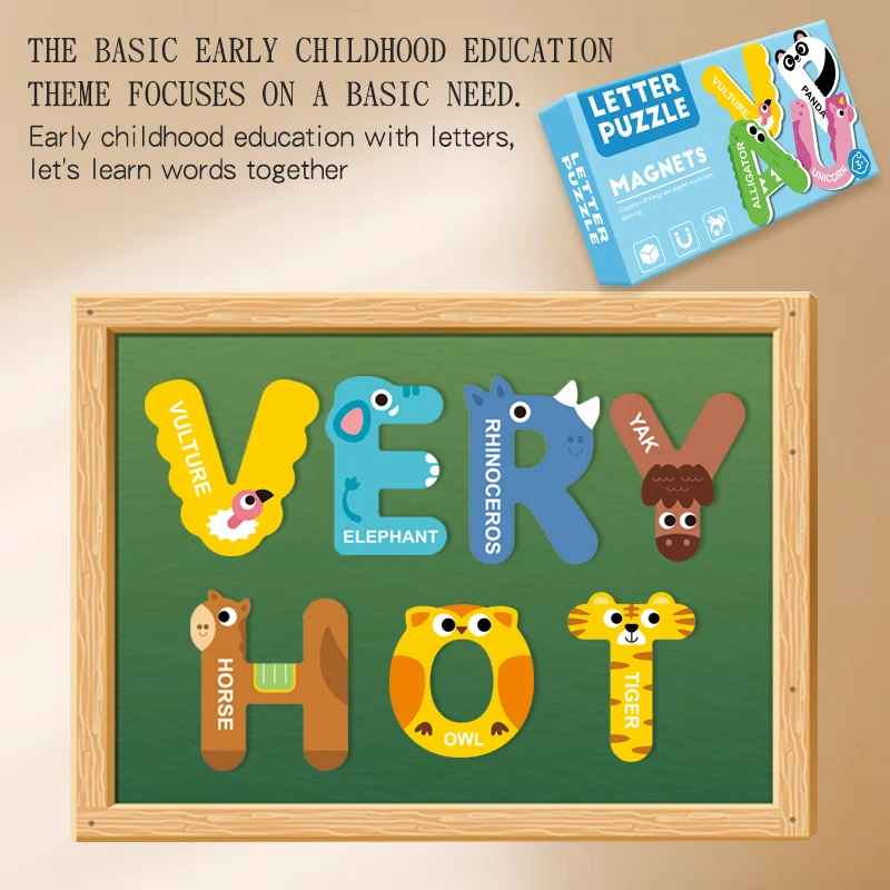 1 Set Montessori Cute Fridge Magnets for Children Animal Magnets for Refrigerator Decor Funny Magnetic Letters Numbers Kids Toys