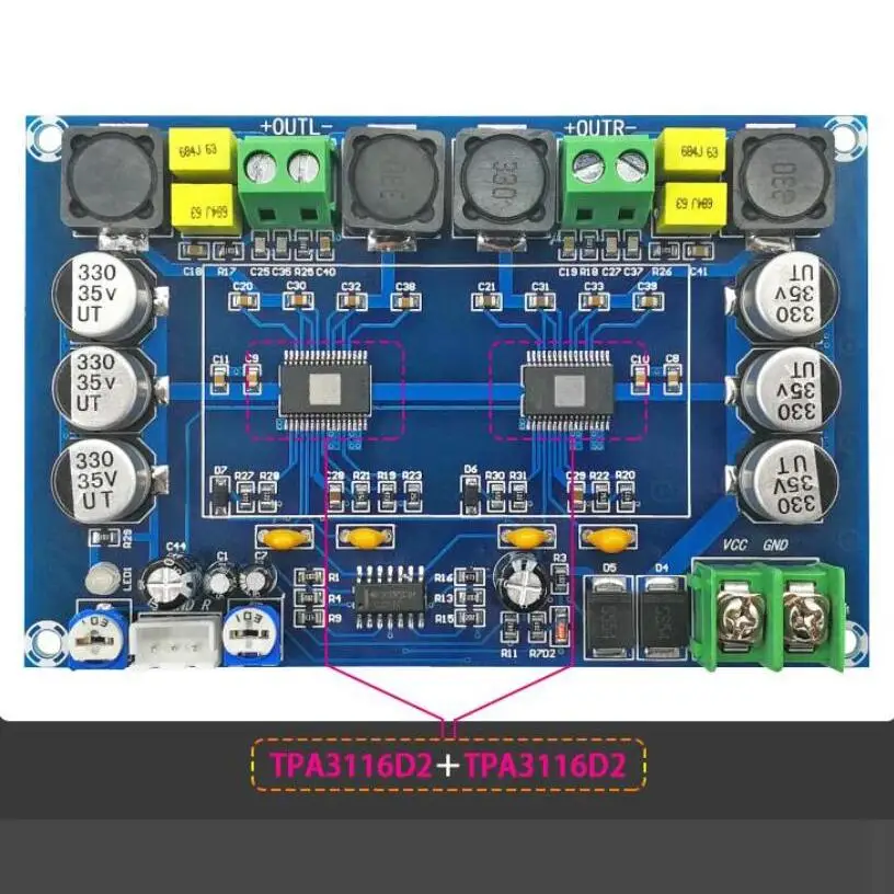 5pcs 150W * 2 digital power amplifier board dual channel TPA3116D2 high power dual chip with stage amplifier XH-M569