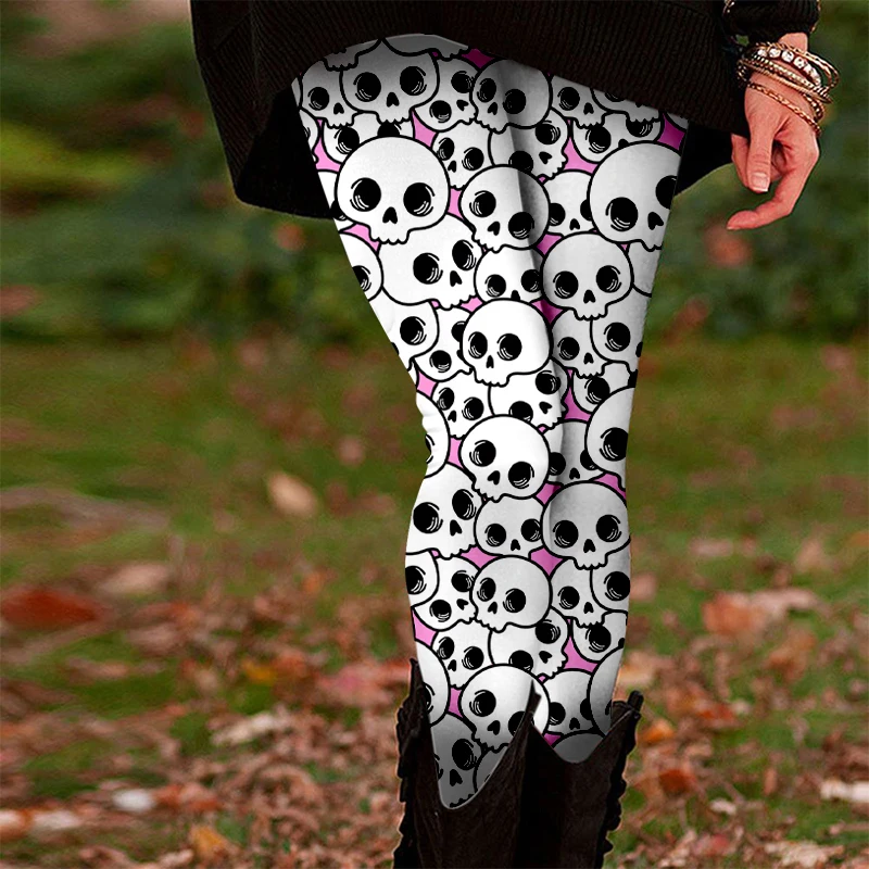Bunte Yogahose mit 3D-Druck für Damen, Halloween-Element, lässig, bequem, Leggings, modisch, Laufen, Tanzen, Sport, elastische Hose