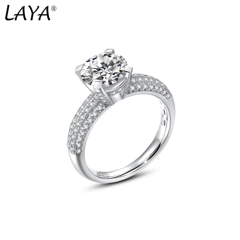 

LAYA 925 Sterling Silver 2CT Moissanite With Shining Stone Engagement Ring For Women Milgrain Romantic Wedding Fine Jewelry