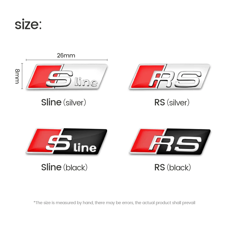 3D Aluminum SLINE RS Badge Car Steering Wheel Sticker Auto Emblem Accessories for Audi Sline RS TT A3 A6 S4 S7 Q3 Q7 C5 C6 B7 B8