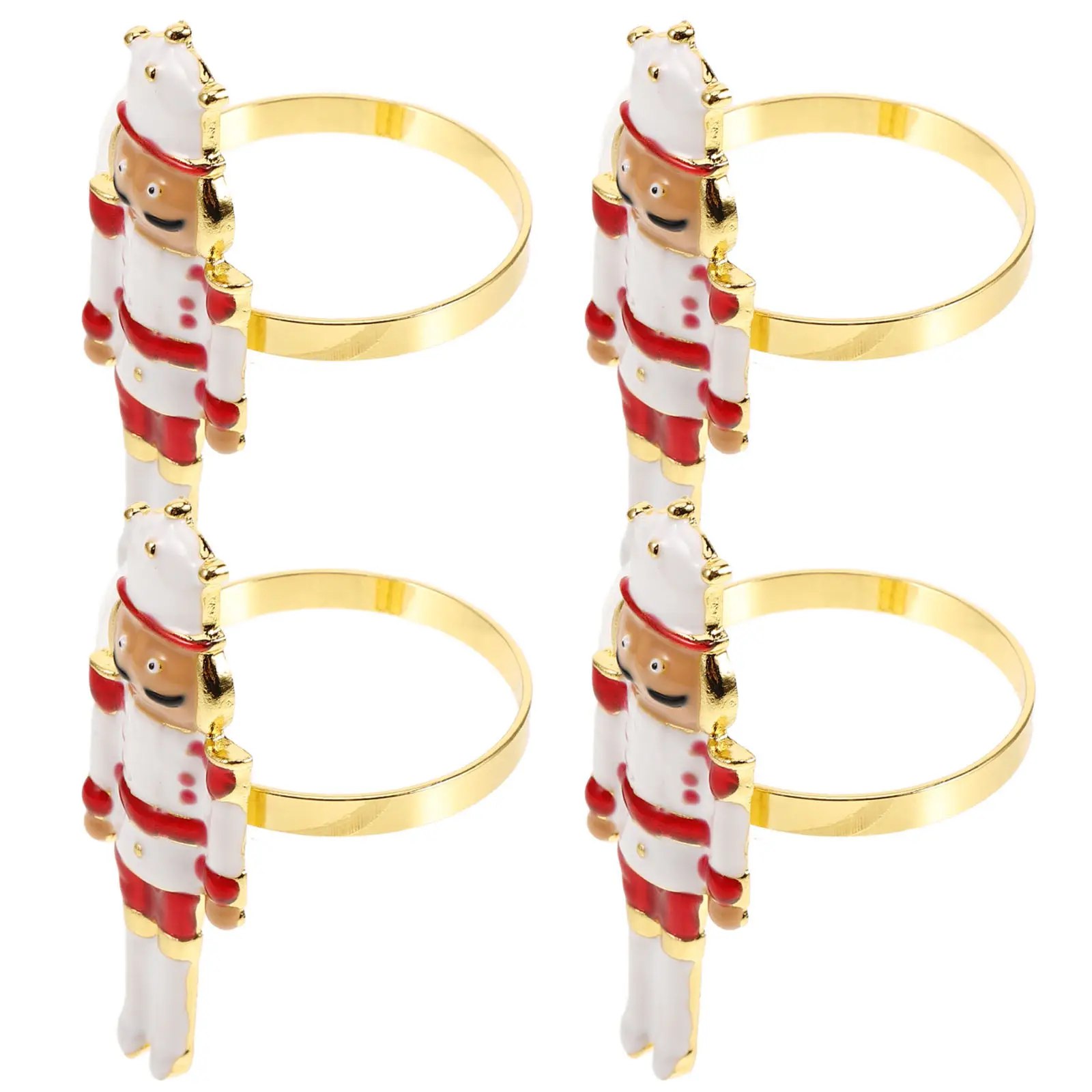 4 Pcs Banquet Table Accessories Christmas Nutcracker Napkin Rings Dining Buckle for Hotel