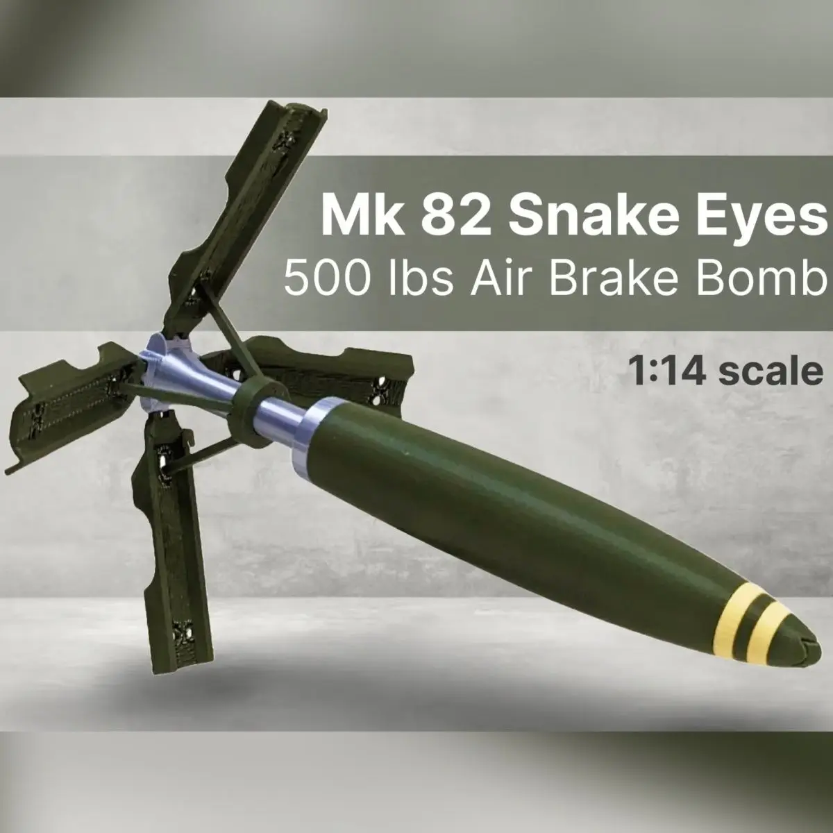 

MK82 Snake Eye Model 1:13 Missile Realistic Military Enthusiast Ornament Gift 3D Printed Air Force Fan Favorite Study Decor