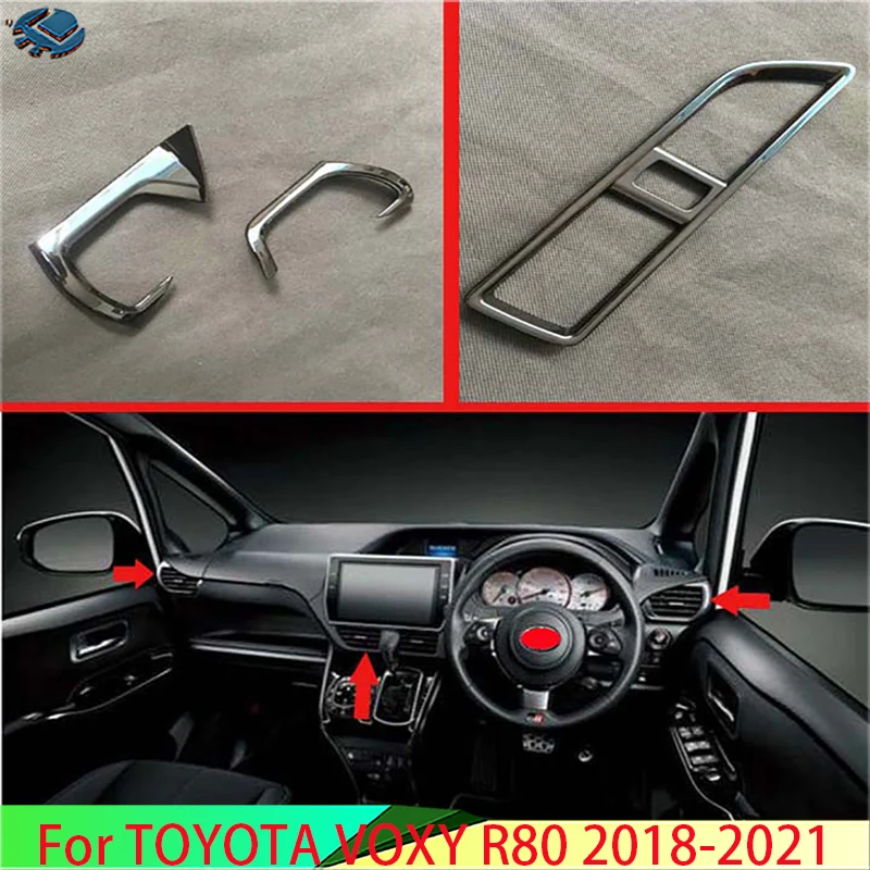 

For TOYOTA VOXY R80 Right Hand Drive 2018-2021 ABS Chrome piano black Air Vent Outlet Cover Dashboard Trim Bezel Frame Molding