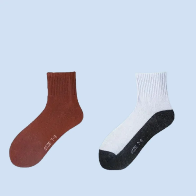 

5/10 Pairs Men's Mid-tube Socks Polyester-cotton Socks Deodorant And Sweat-absorbent White Sports 2024 New Fashion Men's Socks