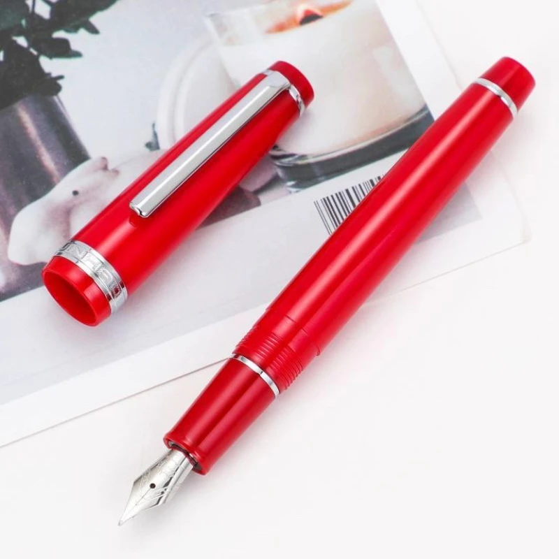 

Jinghao Pocket Fountain Pens Acrylic Long Knife Tip 0.7mm Refillable Ink Converter, Portable Ink Pens Kawaii Calligraphy Pens